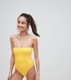 South Beach Crinkle Strap Bandeau Swimsuit - Yellow