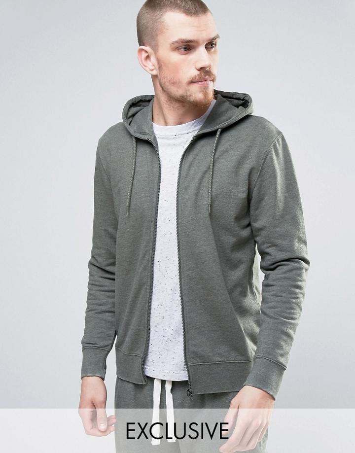 Nocozo Hooded Sweat Top With Zip Through - Green