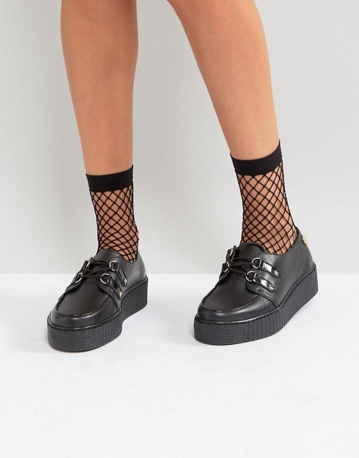 Gigi Hadid Leather Creeper Shoe - Black