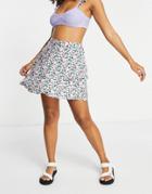 Asos Design Tiered Mini Skirt In Floral Print-multi