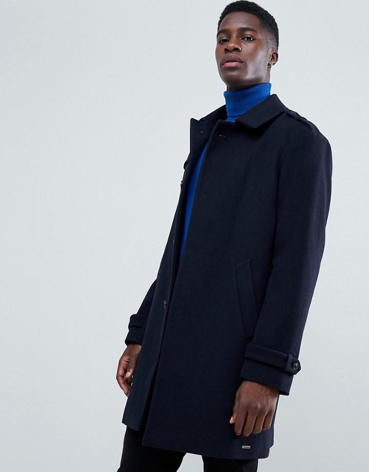 Esprit Wool Trench Coat In Navy - Navy