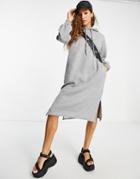 Topshop Oversized Hoodie Jersey Sweat Midi Dress In Gray