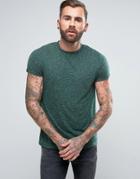 Asos T-shirt With Roll Sleeve In Textured Fabric - Green