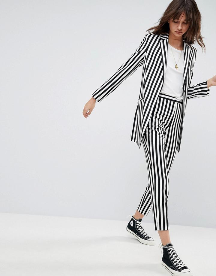 Asos Slim Pants In Mono Stripe - Multi