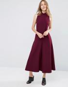 Asos Jumpsuit With Culotte Leg And High Neck - Red