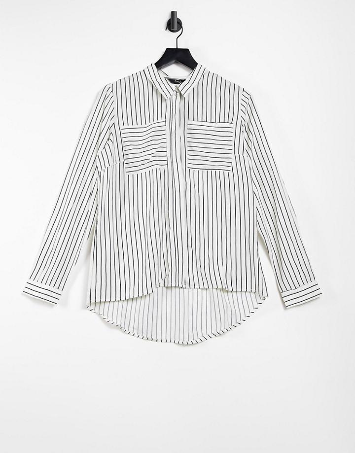 Only Long Sleeve Oversized Shirt In Black And White Stripe-multi