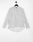 Only Long Sleeve Oversized Shirt In Black And White Stripe-multi
