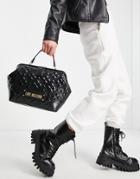 Love Moschino Quilted Top Handle Tote Bag In Black