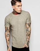 Asos Muscle Waffle T-shirt With Oil Wash In Beige - Aluminium