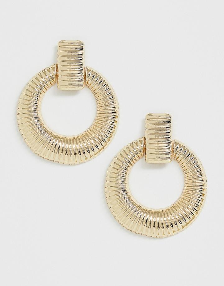 Asos Design Doorknocker Earrings In Vintage Style In Gold Tone - Gold