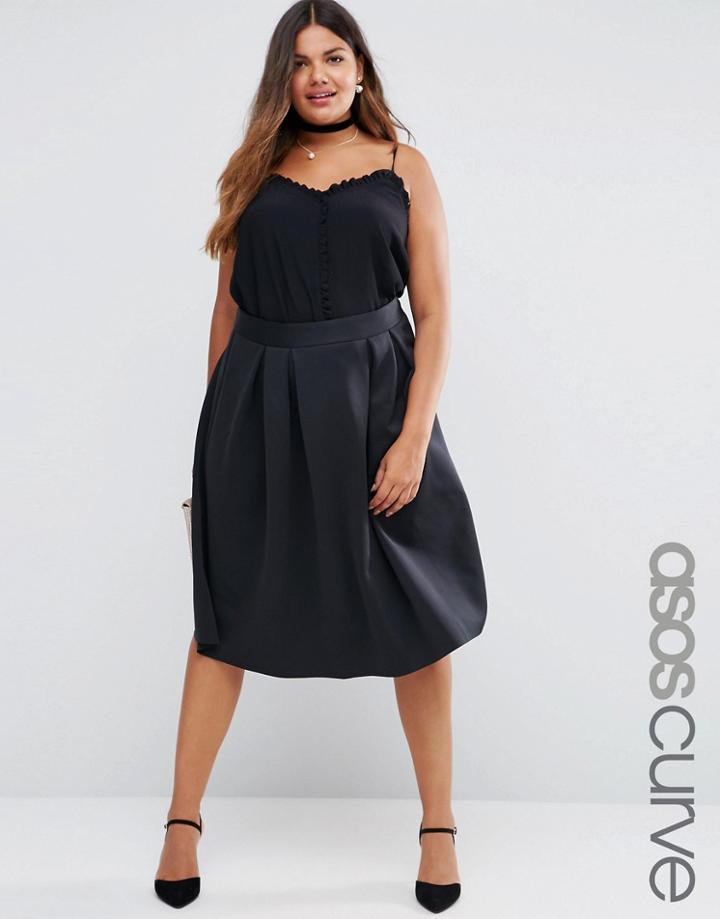 Asos Curve Midi Prom Skirt In Scuba - Black