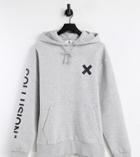 Collusion Unisex Organic Cotton Logo Hoodie In Gray Heather-grey