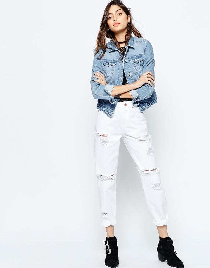 Asos Original Mom Jeans In White With Extreme Rips - White