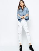 Asos Original Mom Jeans In White With Extreme Rips - White
