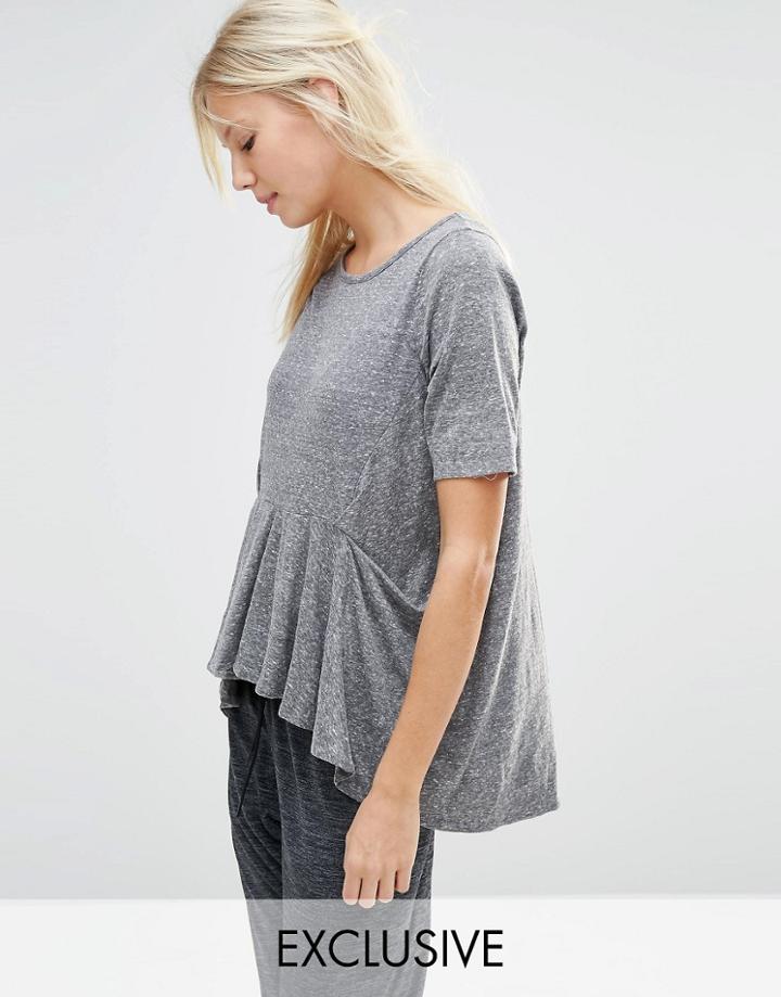 Stitch & Pieces Ruffle Top - Gray Marl