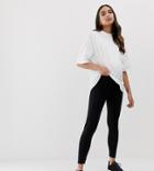 Asos Design Maternity Petite Over The Bump High Waisted Leggings In Black - Black