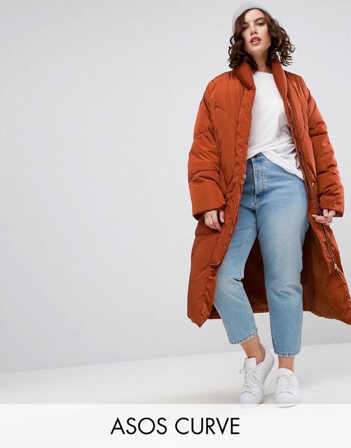 Asos Curve Mitten Puffer - Red