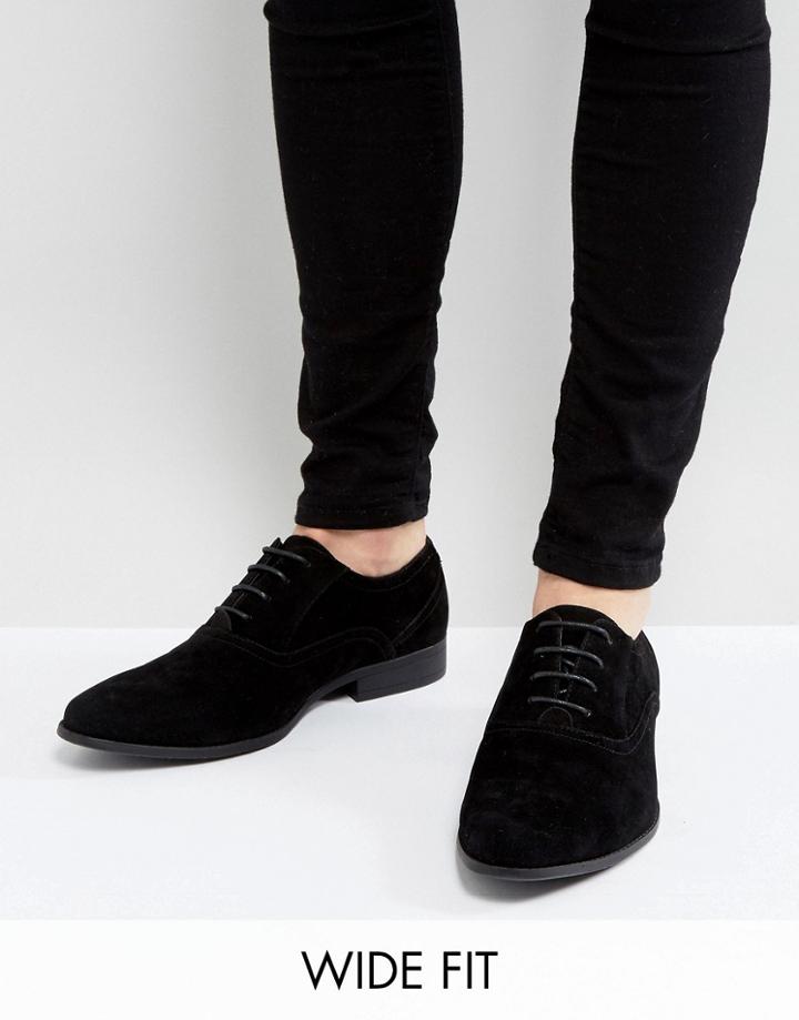 Asos Wide Fit Derby Shoes In Black - Black