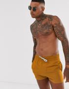 Asos Design Swim Shorts In Burnt Orange Super Short Length - Beige