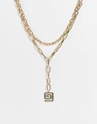 Topshop Square Swirl Multirow Necklace In Gold