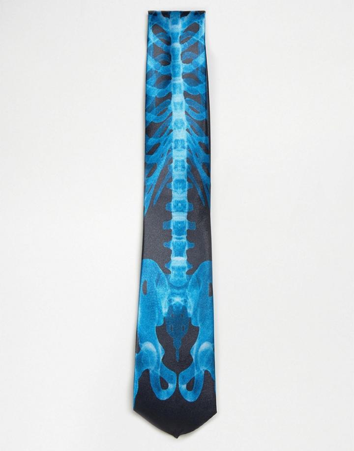7x Halloween Skeleton X-ray Tie - Blue