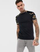 River Island Raglan Baroque T-shirt In Black - Black