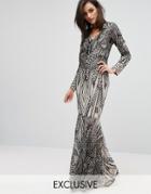 Club L Placement Sequin Maxi Dress - Black