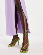 Public Desire Harriet Heel Sandals With Ankle Tie In Lime Green