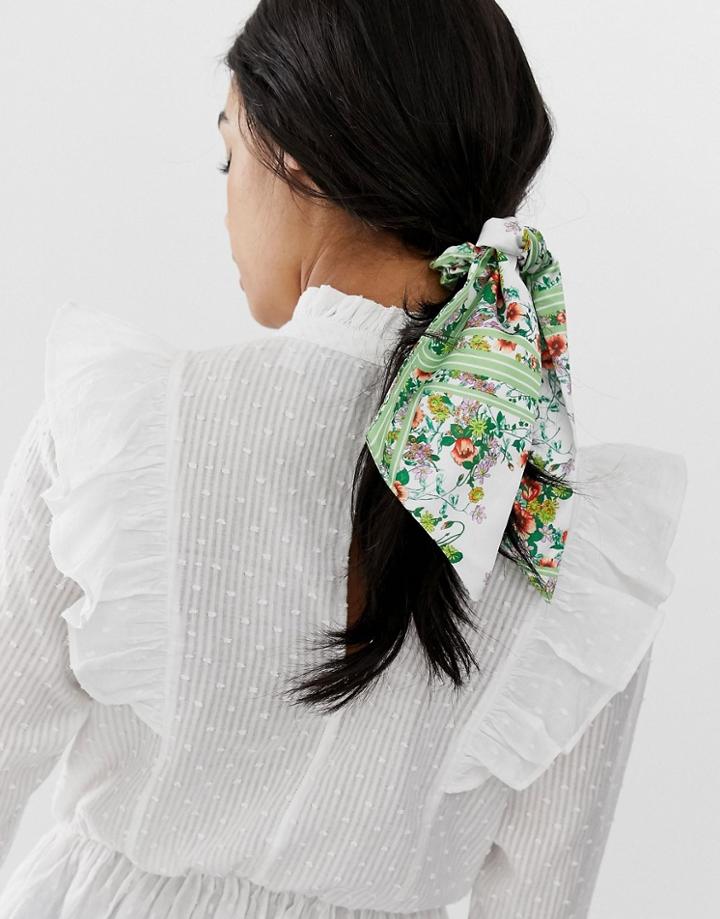 Asos Design Hair Scarf In Floral Vintage Scarf Print - Multi