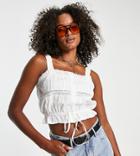 Violet Romance Tall Crochet Insert Crop Top In White - Part Of A Set