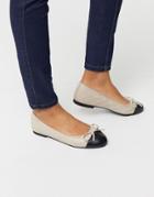 Asos Design Lillian Bow Ballet Flats In Beige-neutral
