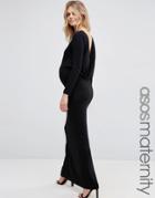 Asos Maternity Low Back Long Sleeve Maxi Dress - Black