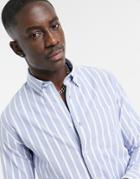 Selected Homme Oxford Shirt In Blue Stripe-blues