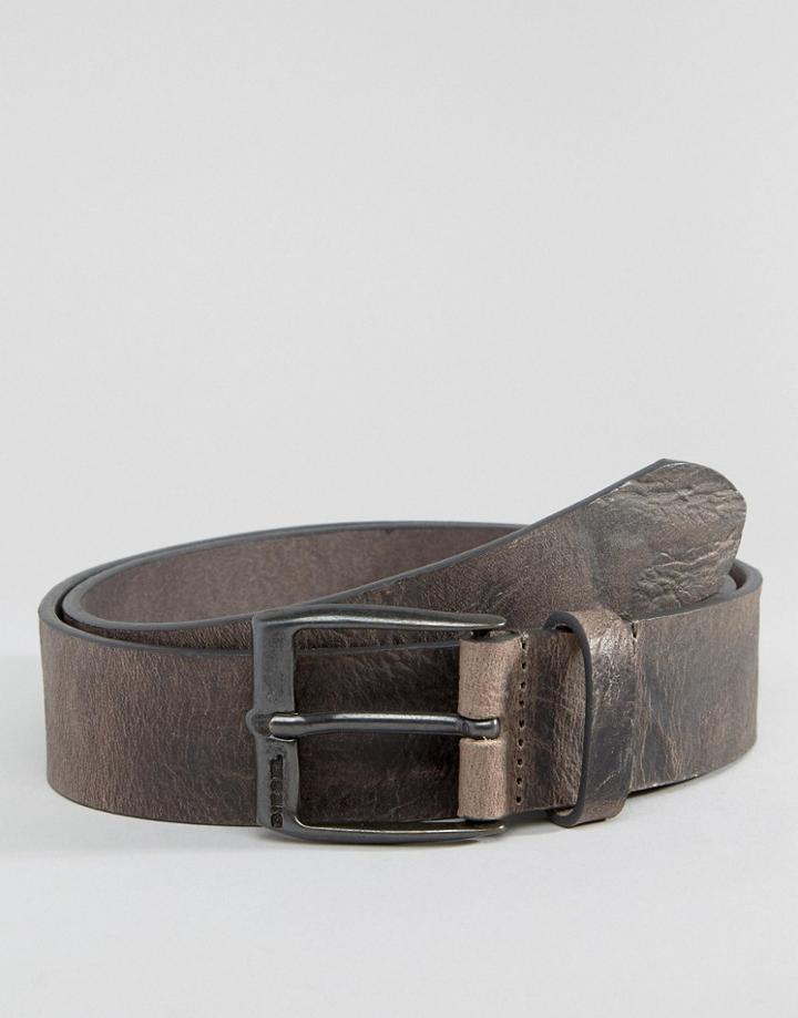 Diesel B-whyz Belt In Leather - Gray