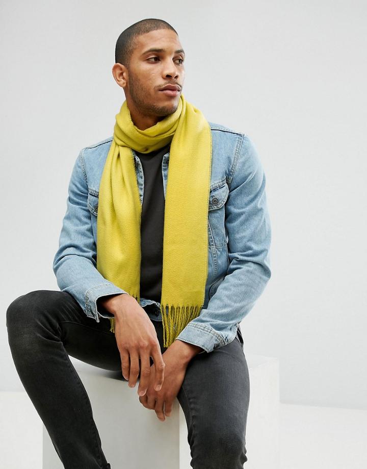 Asos Woven Scarf In Lime - Green