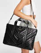 River Island Chevron Quilted Tote Bag In Black
