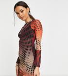 Topshop Petite Mesh Body-conscious Mini Dress In Spot Print-multi