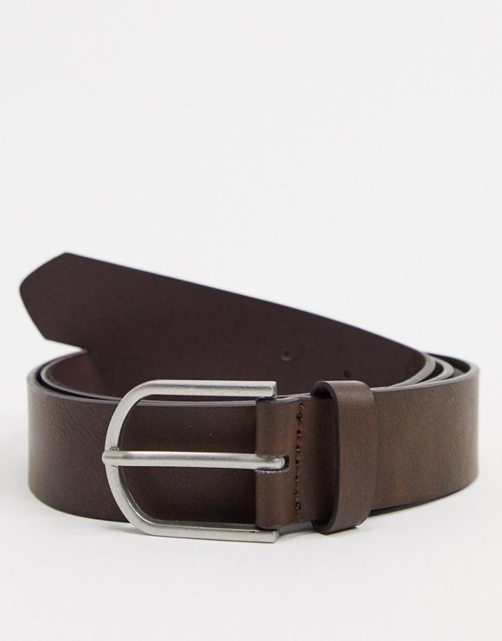 Bershka Belt In Dark Brown
