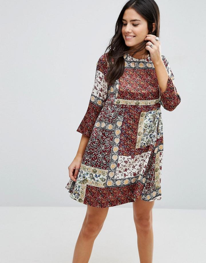Love & Other Things Mixed Print Shift Dress - Red