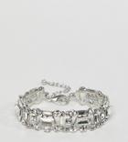 Designb London Crystal Statement Bracelet - Silver