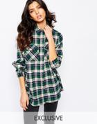 Reclaimed Vintage Brushed Check Shirt - Green