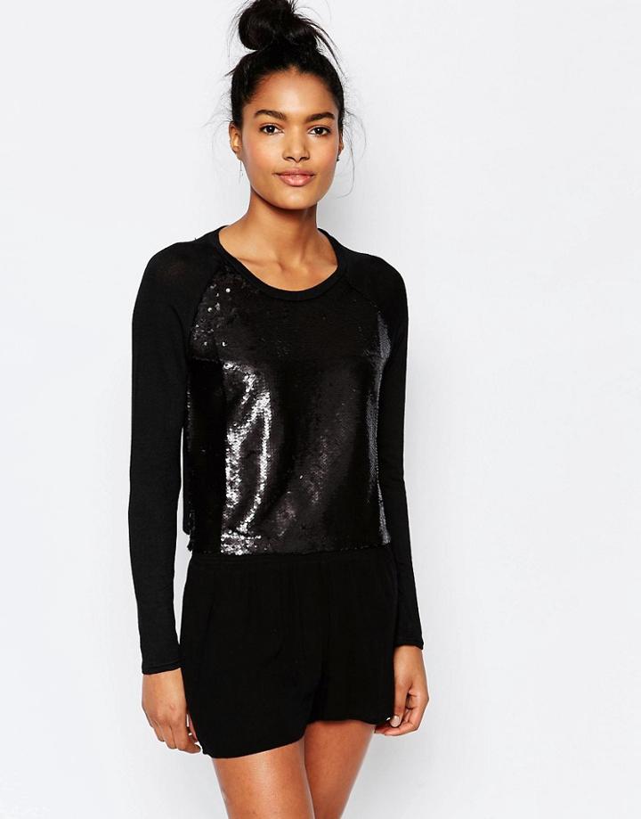 Stitch & Pieces Sequin Sweater - Black