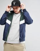 Asos Zip Through Track Jacket With Color Block - Green
