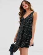Asos Design Ultimate Swing Dress With Concealed Pockets In Spot - Multi