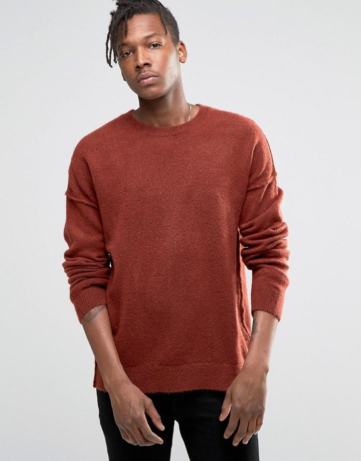 Asos Sweater With Burst Seams - Orange