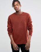 Asos Sweater With Burst Seams - Orange