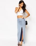 Asos Maxi Skirt With Ruched Side And Side Split - Blush $9.50