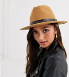 My Accessories London Exclusive Camel Fedora With Buckle Detail