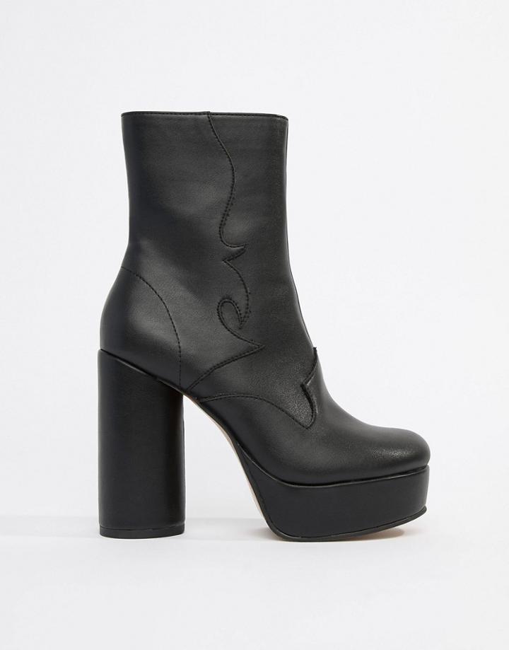 Asos Design Evade Western Platform Boots - Black