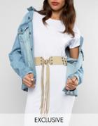 Johnny Love Rosie Suede Tassel Tie Up Belt - Beige